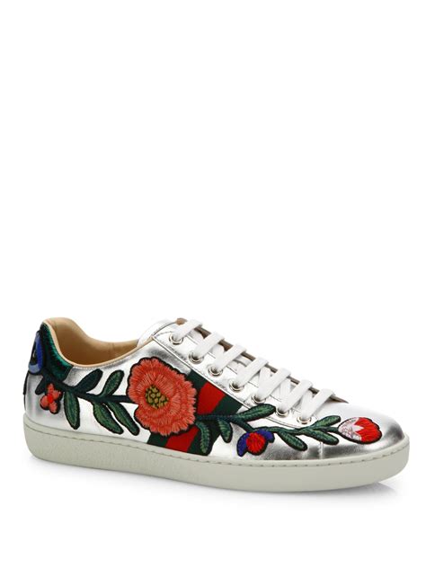 gucci flower sneakers|gucci ace embroidered sneakers.